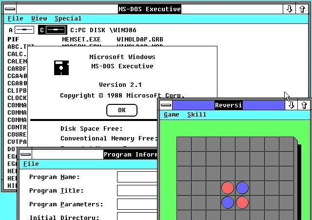 Windows 2.10 fue lanzado en dos ediciones, 286 y 386