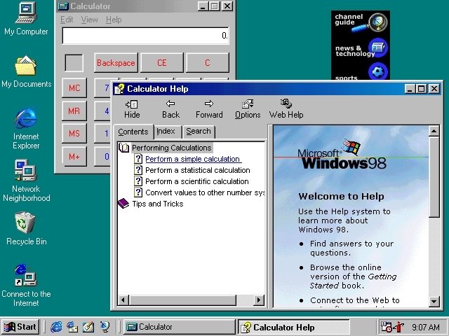 Windows 98 se mostró mucho más alineado con la Web