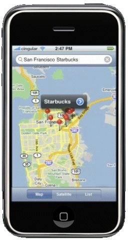Google mapas sobre el iPhone.