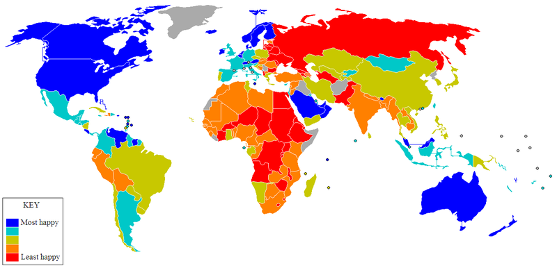 Mapa de la felicidad mundial