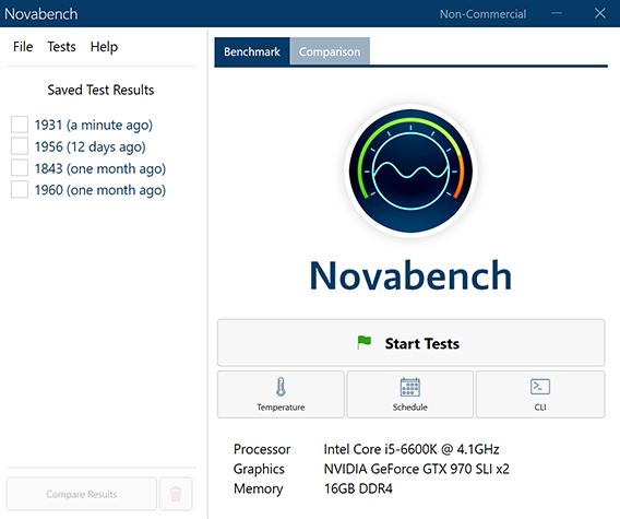 Programa de prueba Novabench