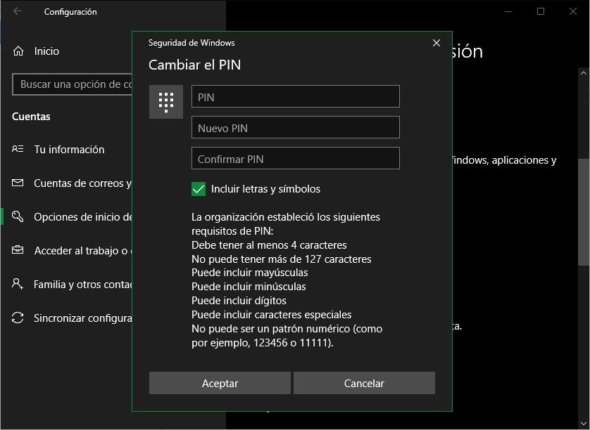 Cómo cambiar la longitud del PIN en Windows 10
