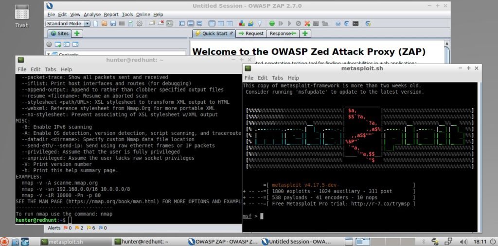 Metasploit, ZAP y namp, apenas una parte del paquete en RedHunt