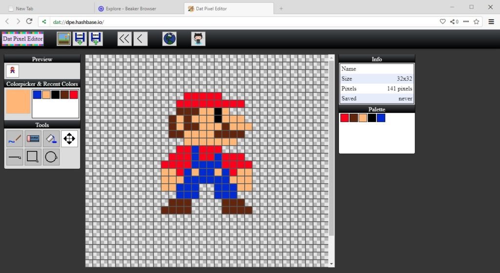 Un editor de píxeles como sitio DAT. ¡Mario!