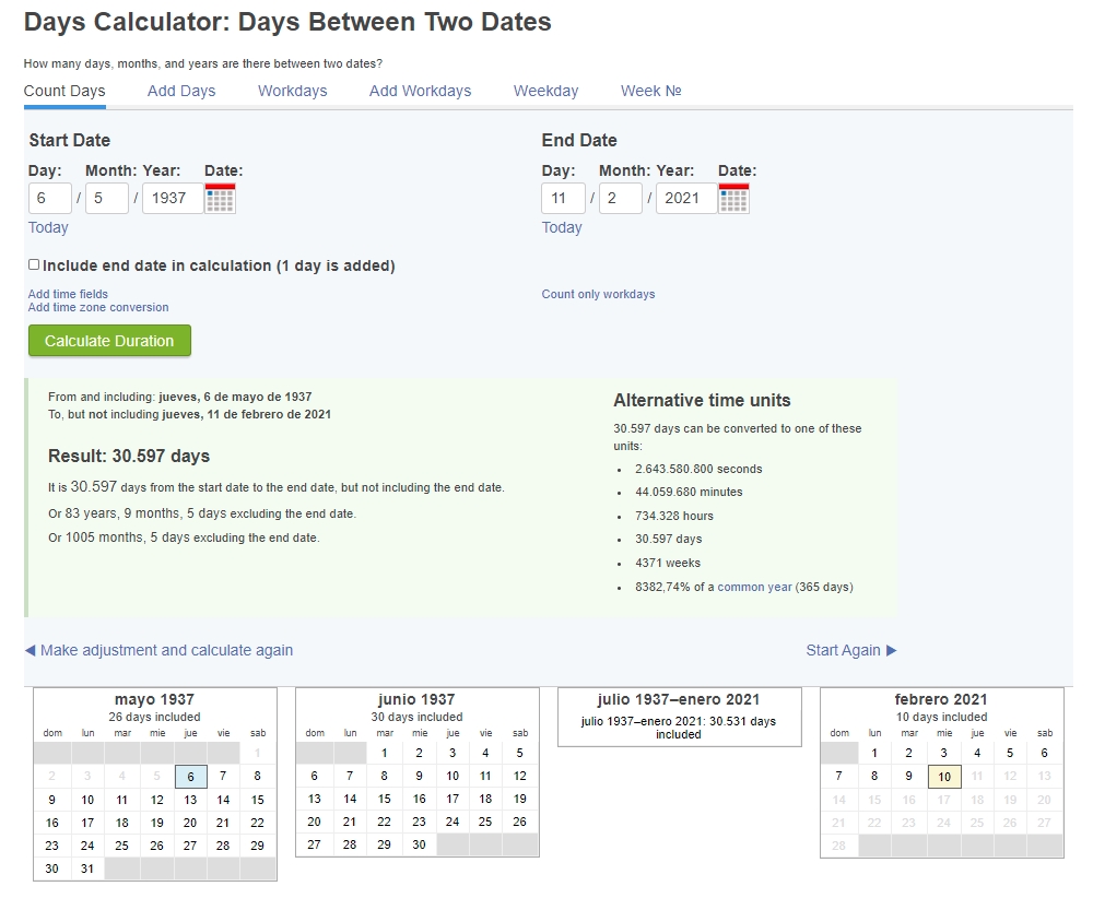 calcular días entre dos fechas