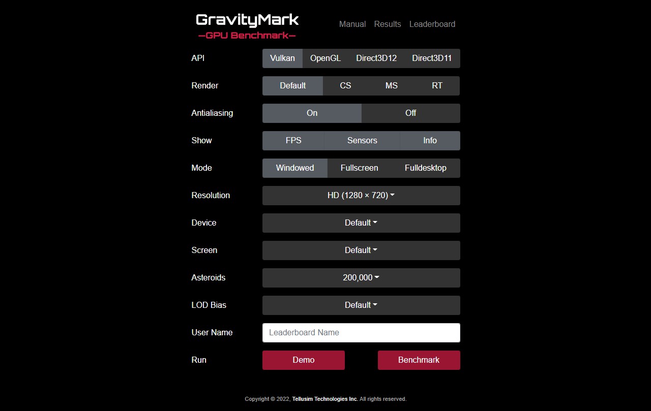 GravityMark benchmark
