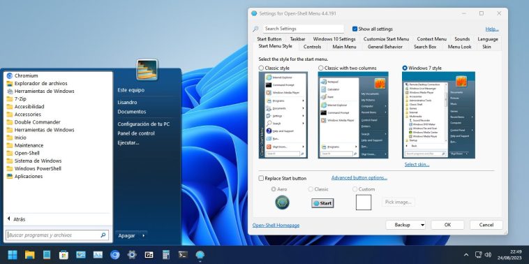 Menú de inicio para Windows 11